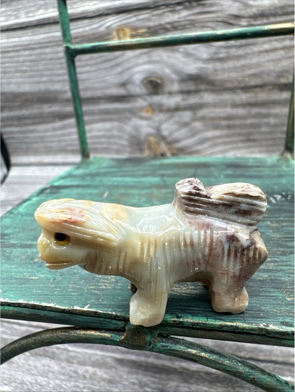 Vintage Hand Carved Onyx Stone Marble Dog Figurine Farm Ranch Cottagecore